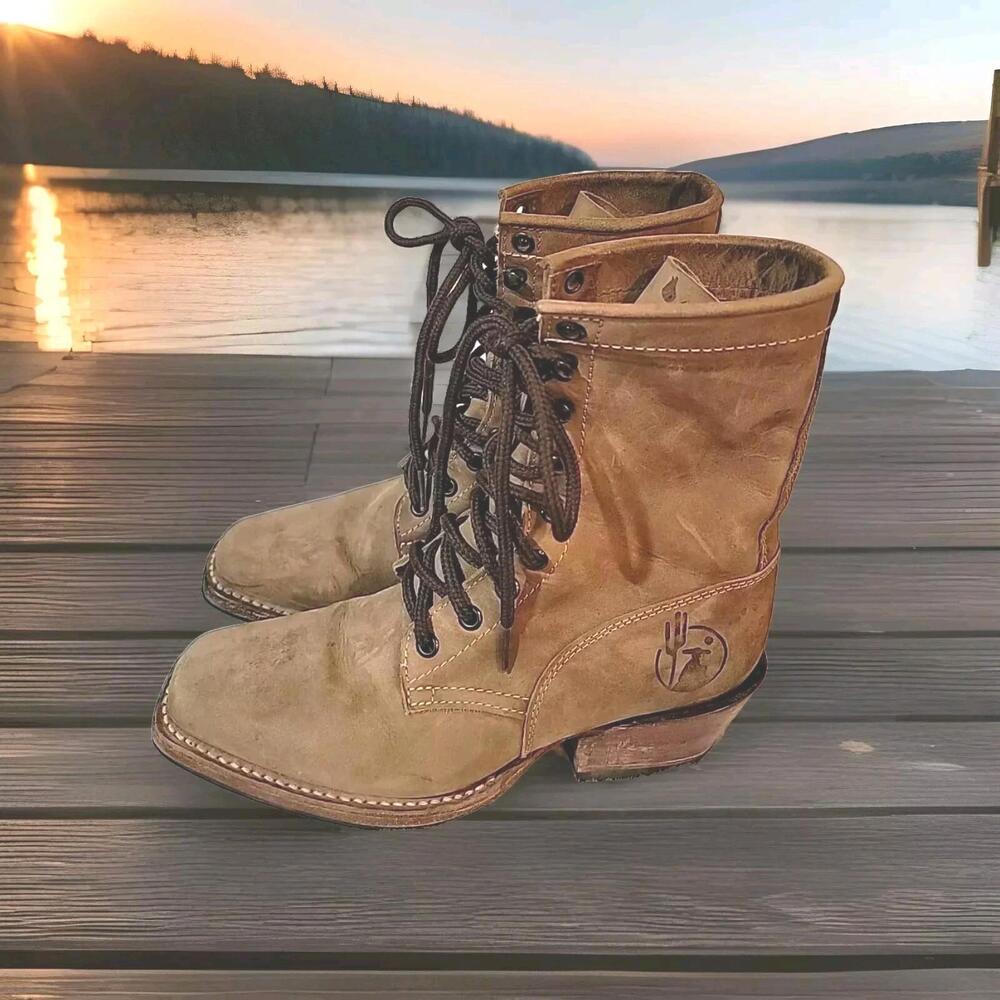 Reyme Women's Boots 24.5/US 7.5 Western Cowgirl Brown /Mex Lace Up